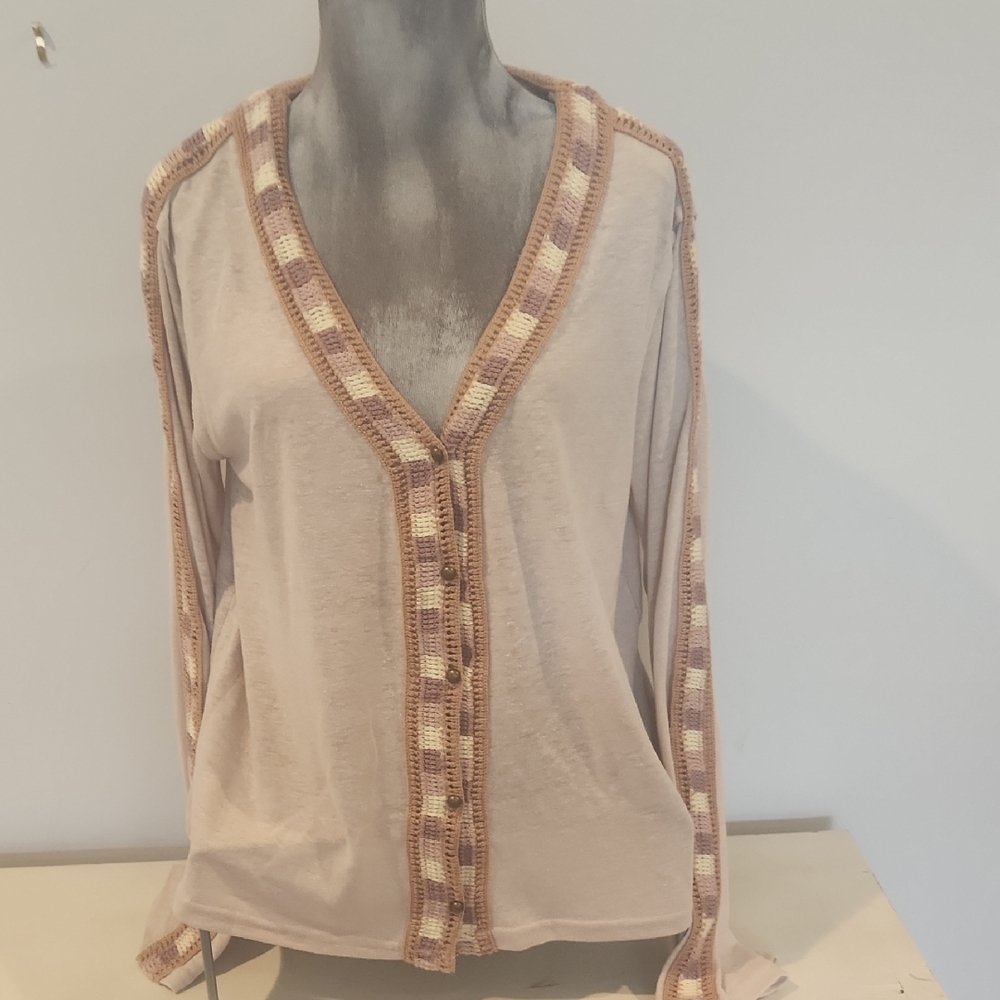 Mystree Cream Relaxed Long Sleeve Blouse